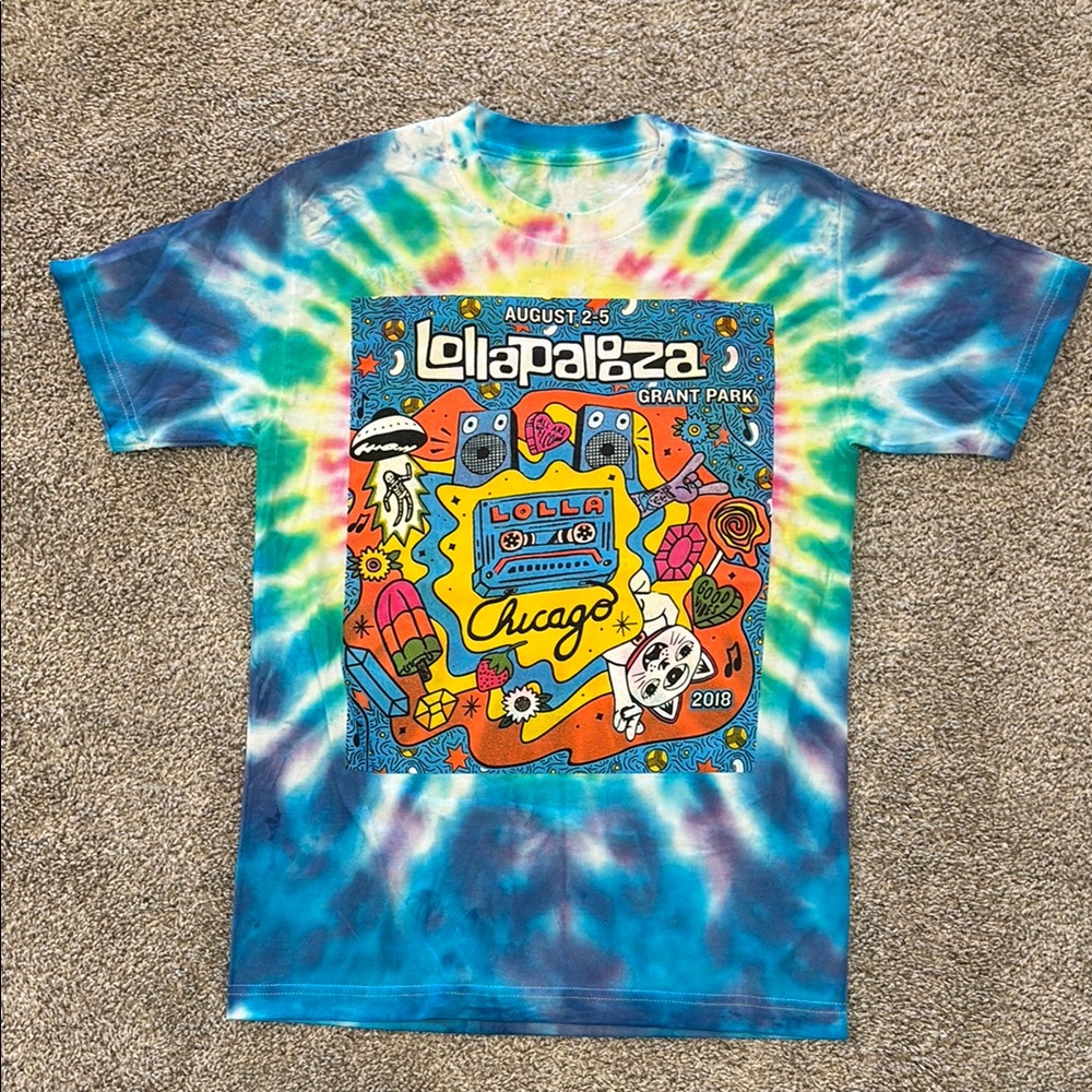 Vintage Lollapalooza 2018 Tie-Dye Graphic T-Shirt